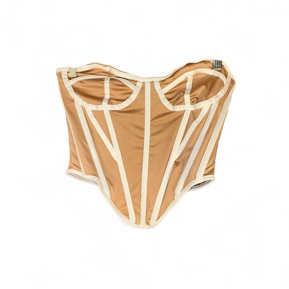 Tops - Women Strapless Corset Top Open Back Push Up Bustier Top Size S